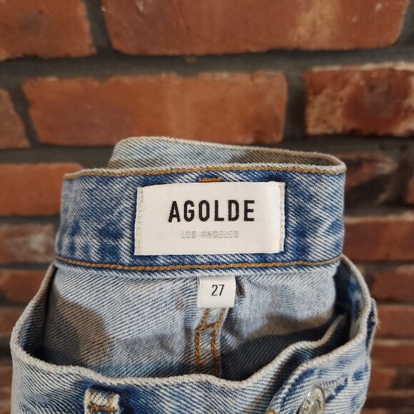 Agolde Parker Distressed Denim Cutoff Shorts in Freewheeling Summer Women's 27 - Picture 6 of 6